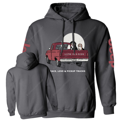 Life Is Good Women's Peace Love Pickup Trucks Jp Casual Hoodie