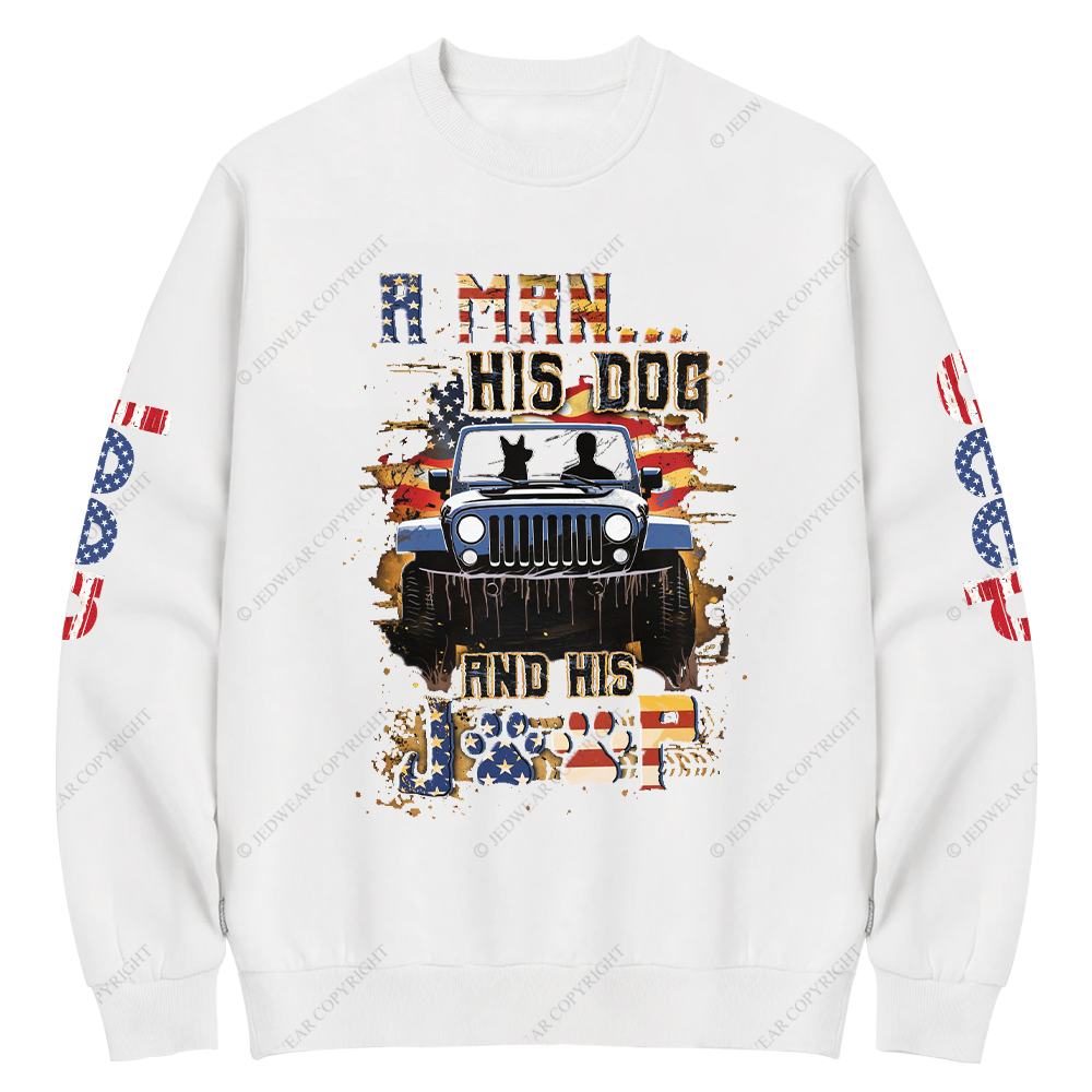 A Man His Dog And His Car Jp Crew Neck Sweatshirt
