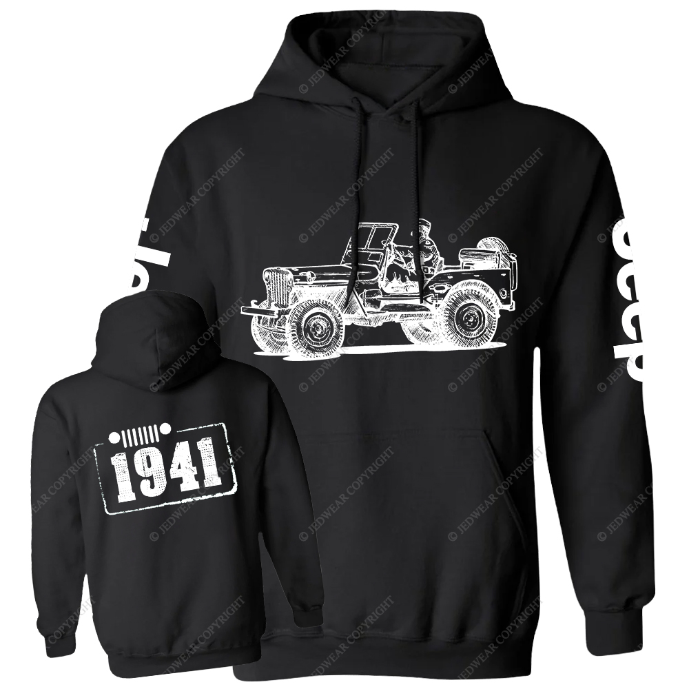 Black And White Sketch Front And Rear Design Since 1941 Jp Casual Hoodie