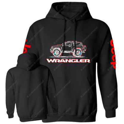 Red Hand-Painted Off-Road Car Country Jp Casual Hoodie