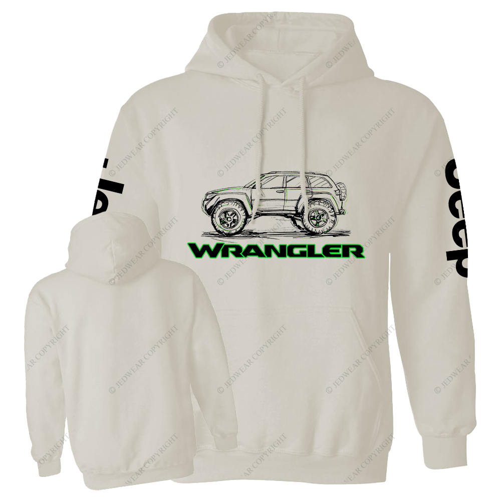 Green Hand-Painted Off-Road Car Country Jp Casual Hoodie