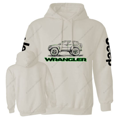 Green Hand-Painted Off-Road Car Country Jp Casual Hoodie