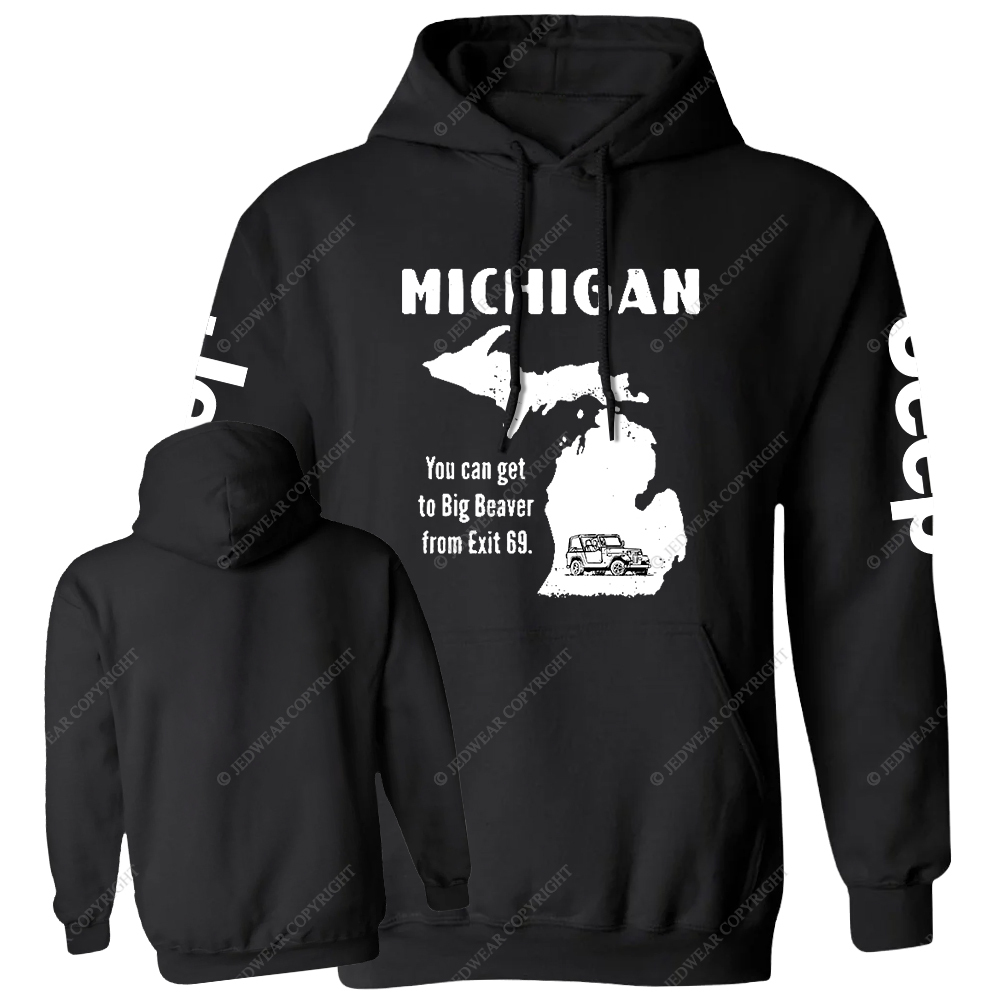 Michigan You Can Get To Big Beaver From Exit 69 Map Of America Jp Casual Hoodie