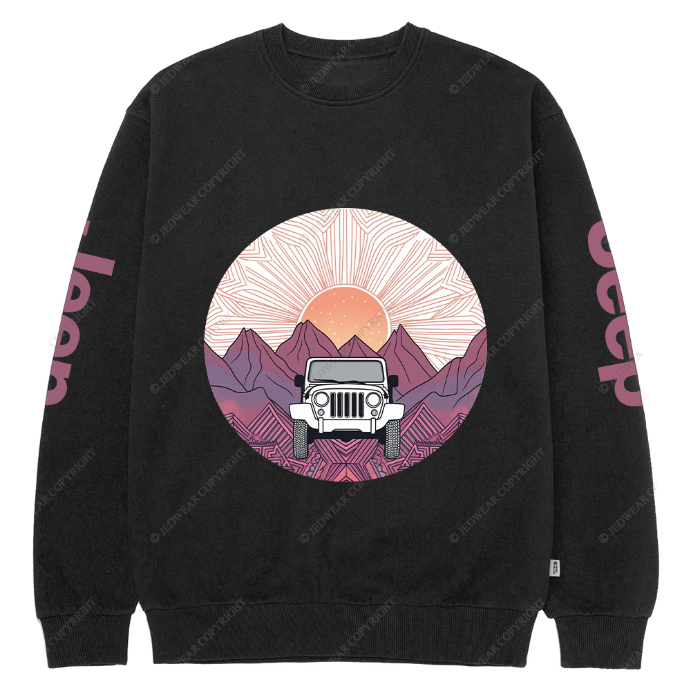 A Car Driving Through A Mountain Jp Crew Neck Sweatshirt
