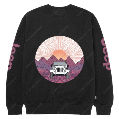 A Car Driving Through A Mountain Jp Crew Neck Sweatshirt