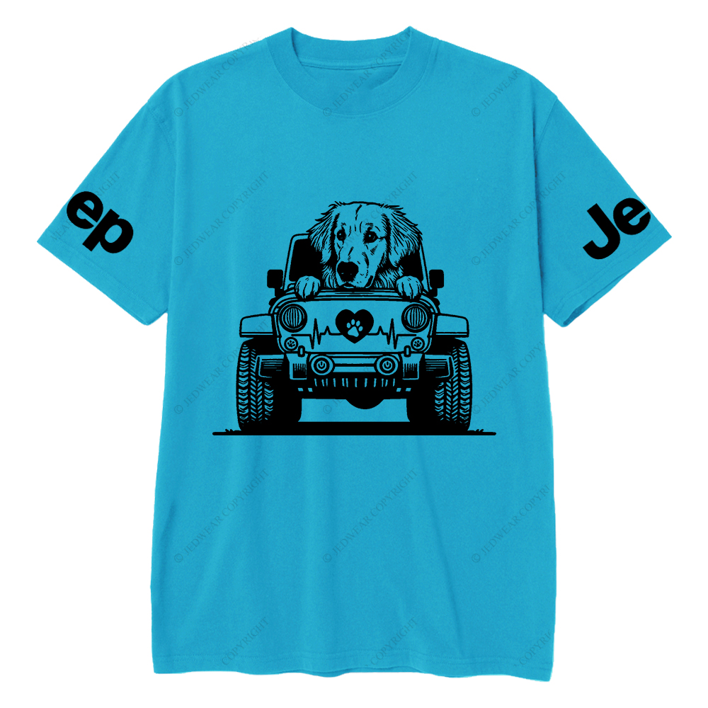 Golden Retriever Peeking On Car Jp T-Shirt