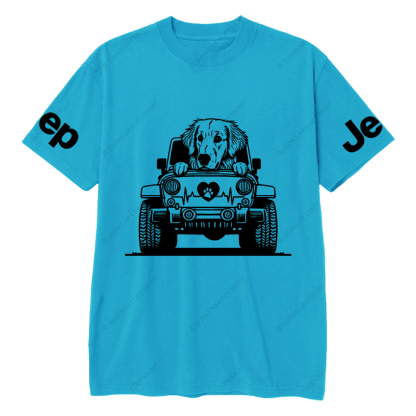 Golden Retriever Peeking On Car Jp T-Shirt