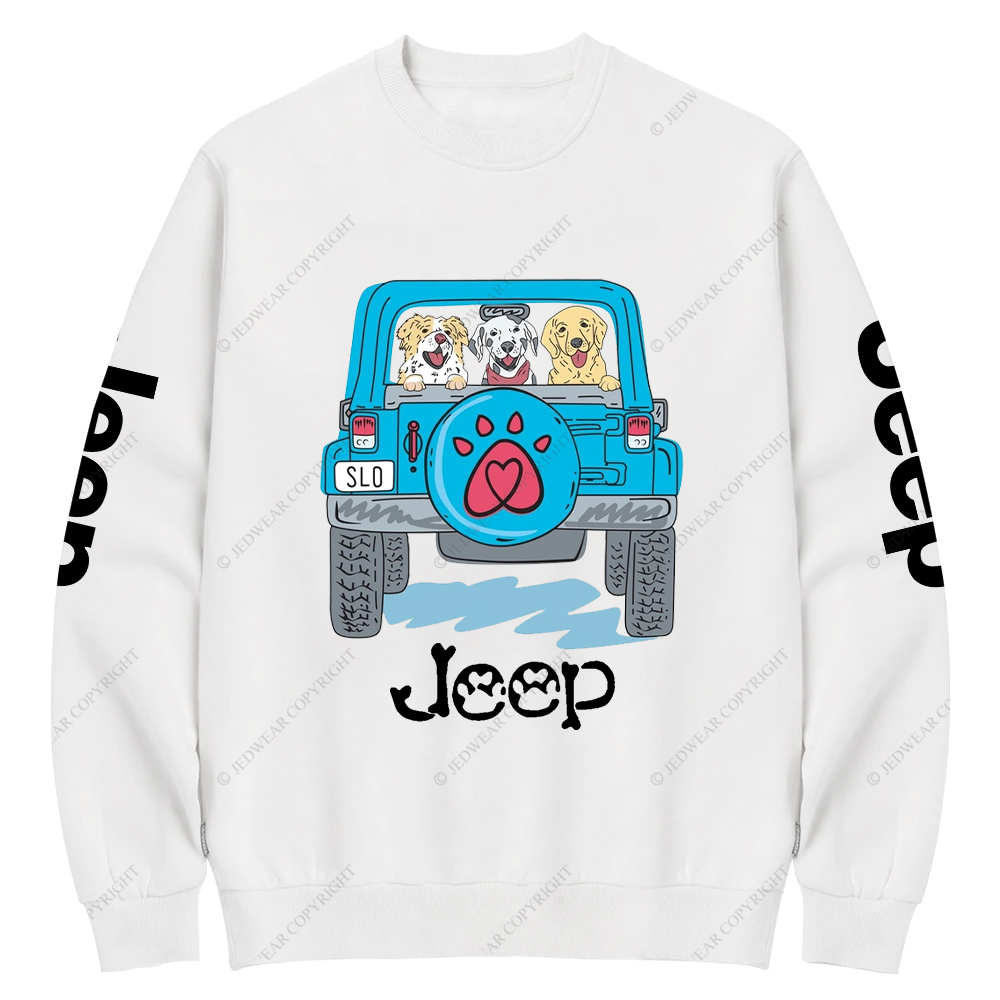 Dogs Pets Travel In Car Jp Crew Neck Sweatshirt