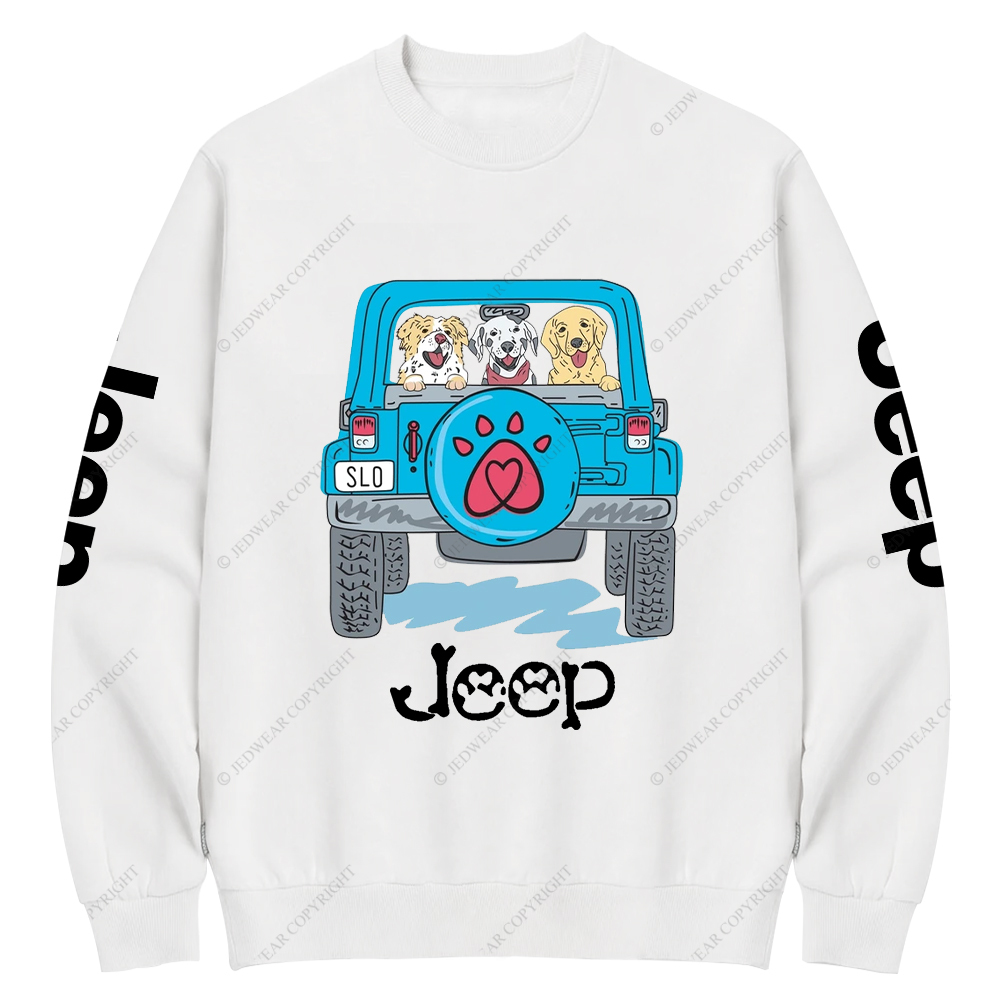 Dogs Pets Travel In Car Jp Crew Neck Sweatshirt