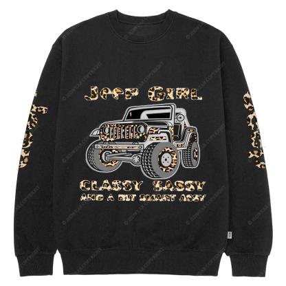 Classy Sassy And A Bit Smart Assy Leopard Print Jp Crew Neck Sweatshirt