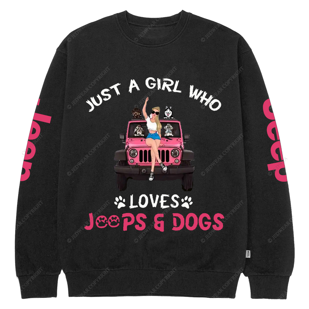 Just A Girl Who Loves Car And Dogs Jp Crew Neck Sweatshirt