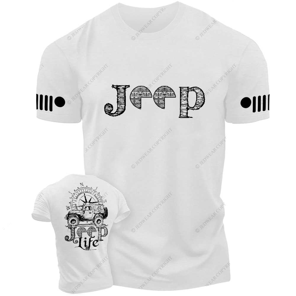 Car Life Compass Black And White Sketch Jp T-Shirt