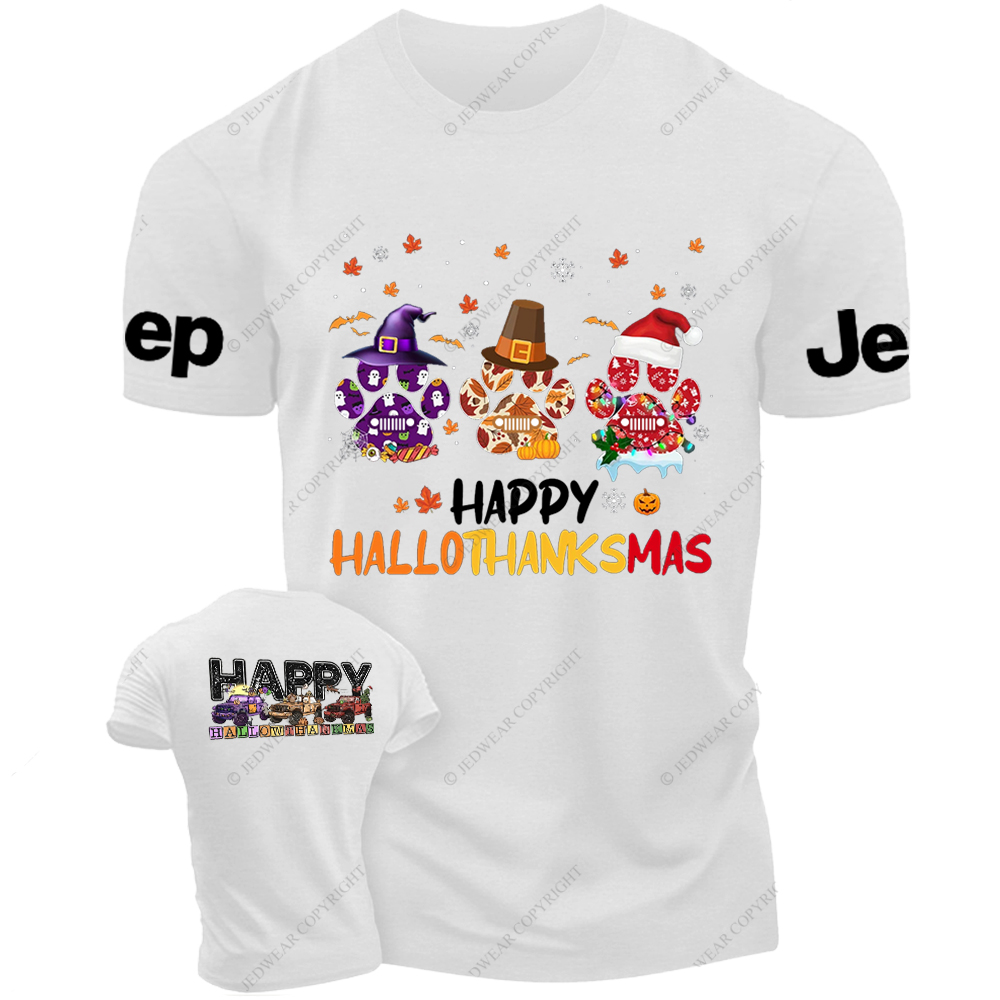 Happy HalloThanksMas Funny Halloween Thanksgiving Christmas Dog Jp T-Shirt