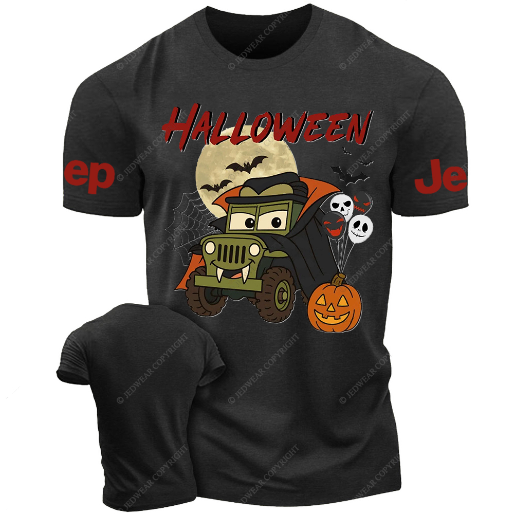 Funny Car Halloween Skull Bat Spider Web Jp T-Shirt
