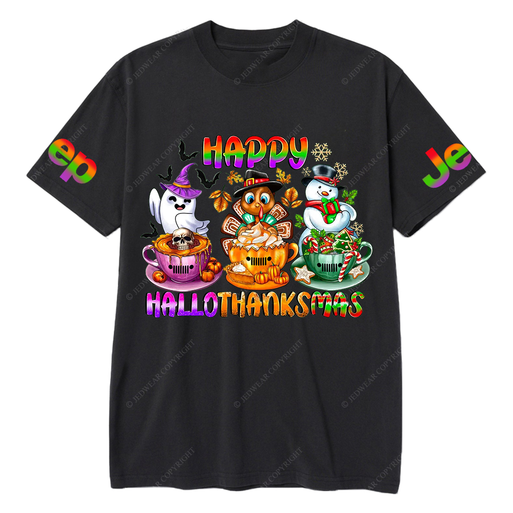 Happy Hallothanksmas Halloween Christmas Thanksgiving Jp T-Shirt