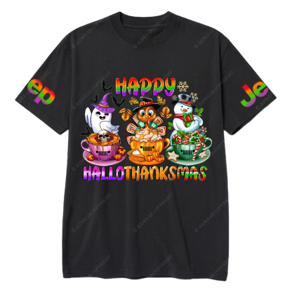 Happy Hallothanksmas Halloween Christmas Thanksgiving Jp T-Shirt