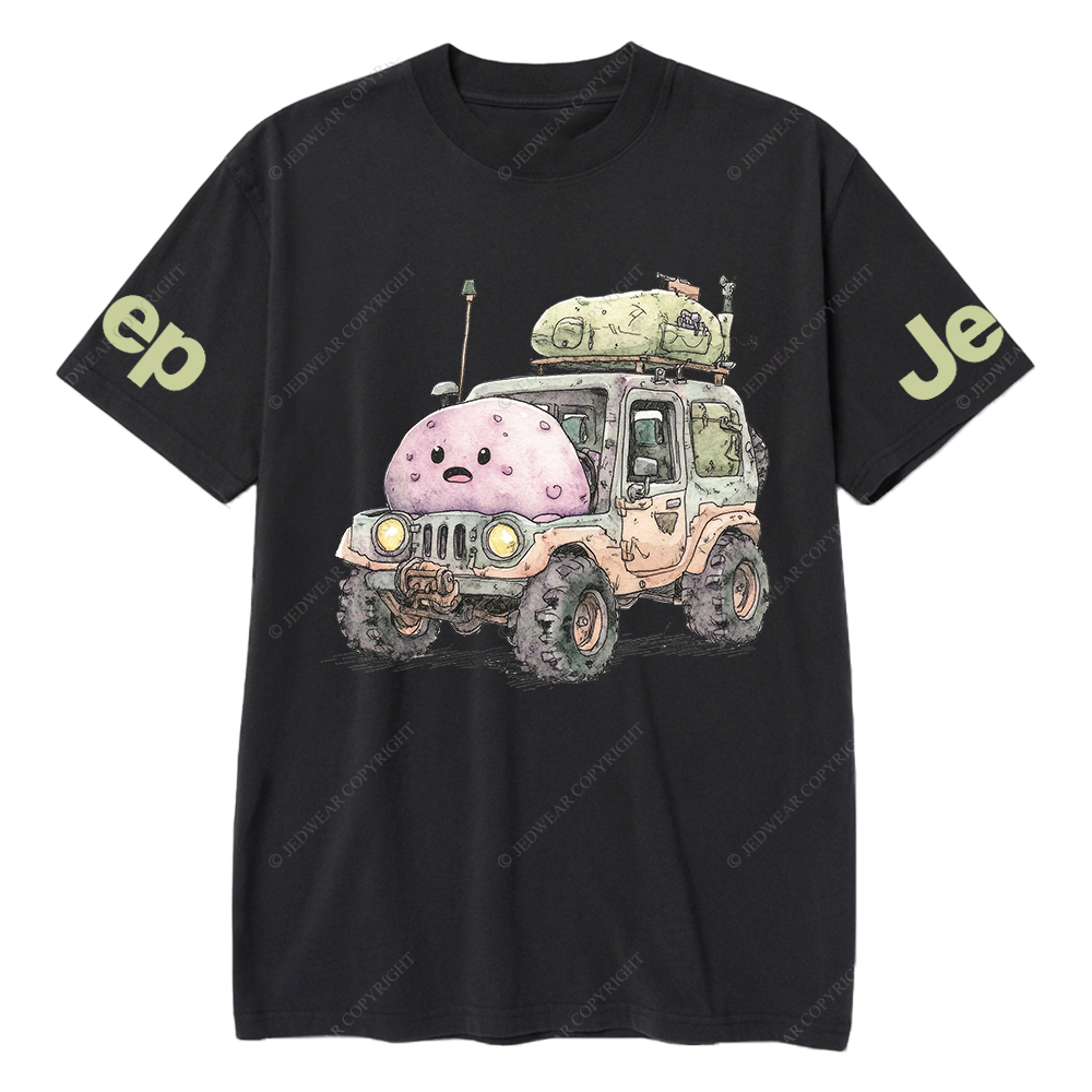 Funny Monster Truck With Luggage On Wheels Watercolor Illustration Jp T-Shirt