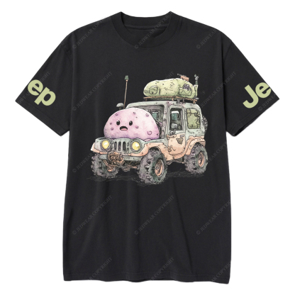 Funny Monster Truck With Luggage On Wheels Watercolor Illustration Jp T-Shirt