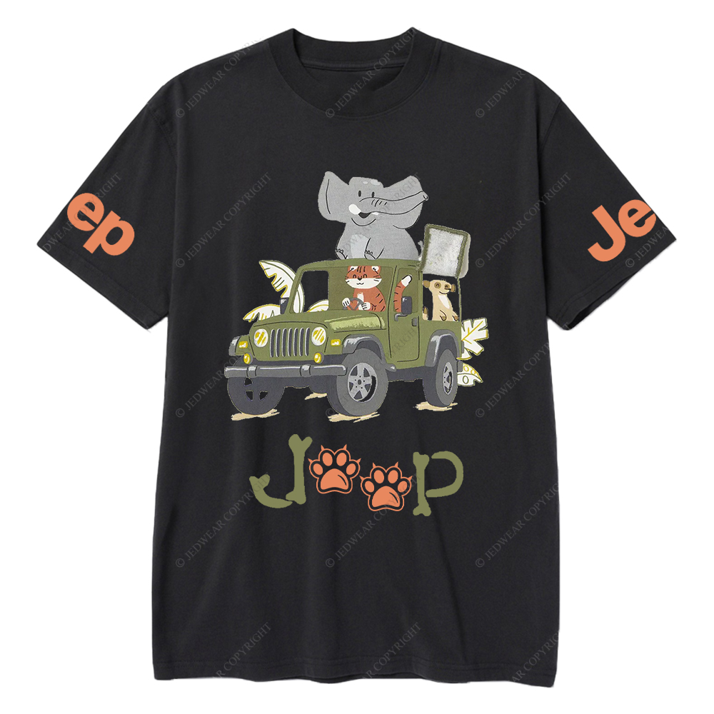 Cartoon Cat Driving A Car And Elephant Funny Jp T-Shirt