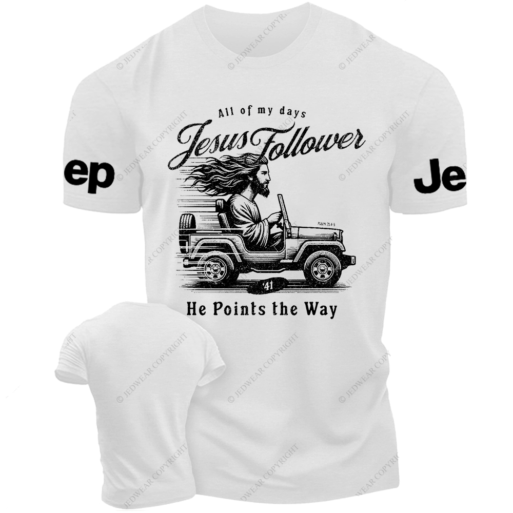 Follower Of Jesus Religion He Points The Way Jp T-Shirt