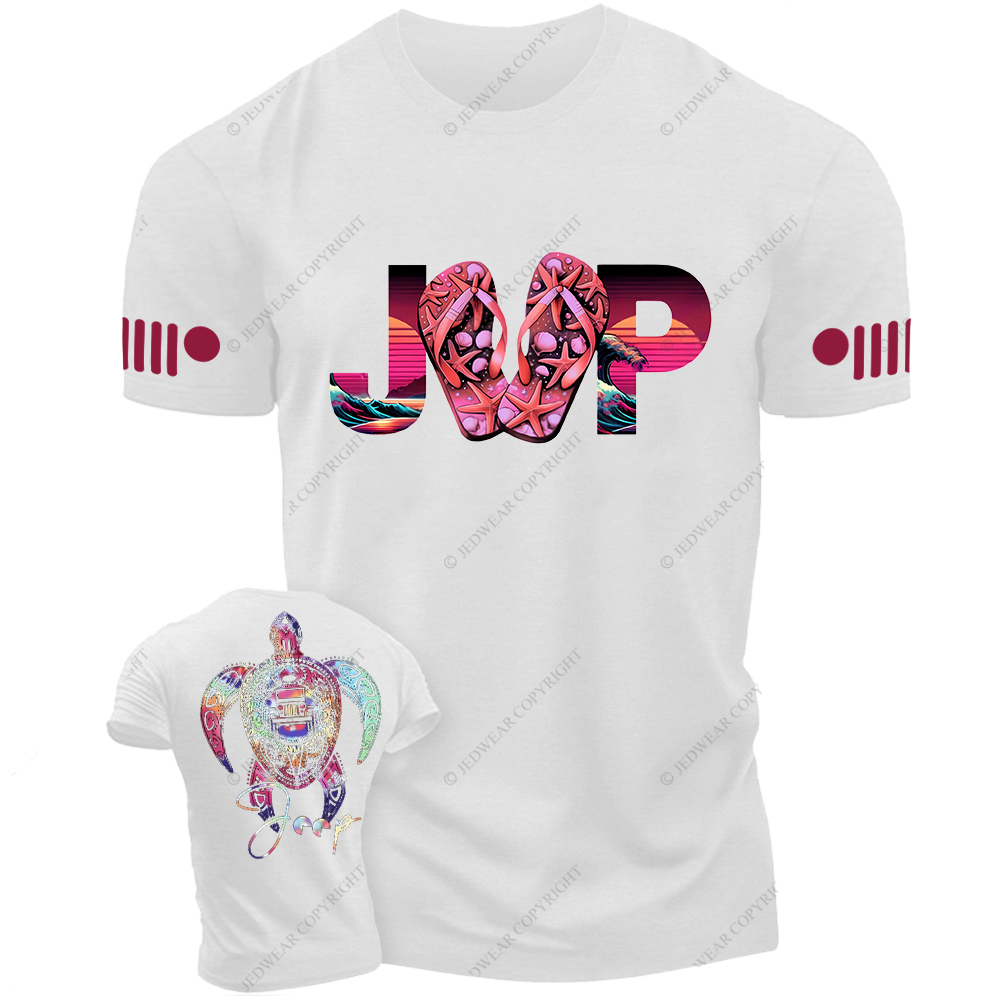 Colorful Summer Turtle Slippers Jp T-Shirt