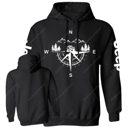 Compass Mountains And Trees Jp Casual Hoodie
