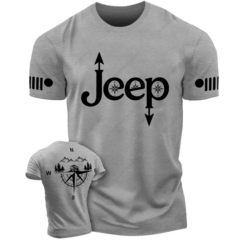 Compass Mountains And Trees Front And Rear Design Jp T-Shirt