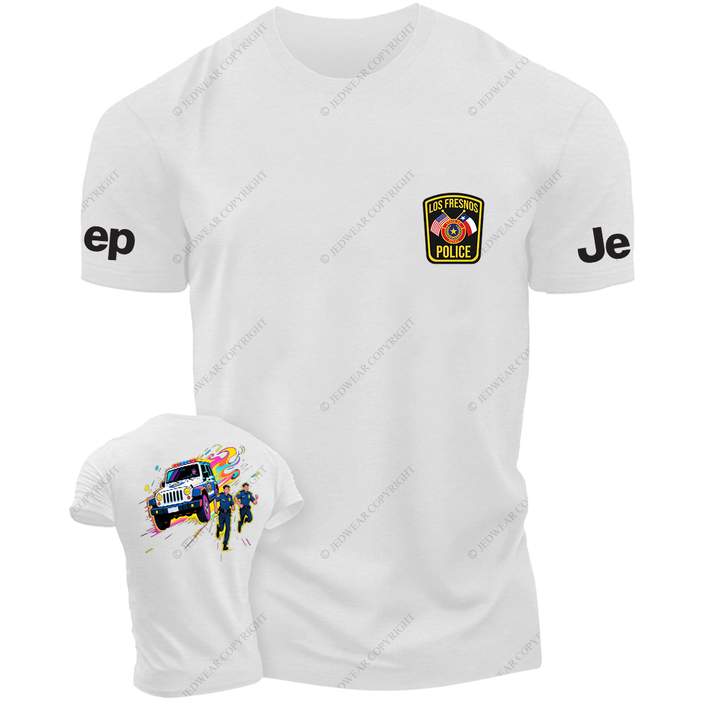 Police Car And Running Policeman JP T-Shirt