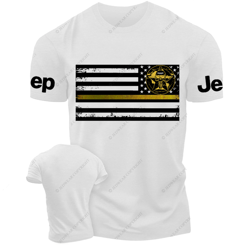 Reverse Thin Yellow Line Metal American Flag Jp T-Shirt