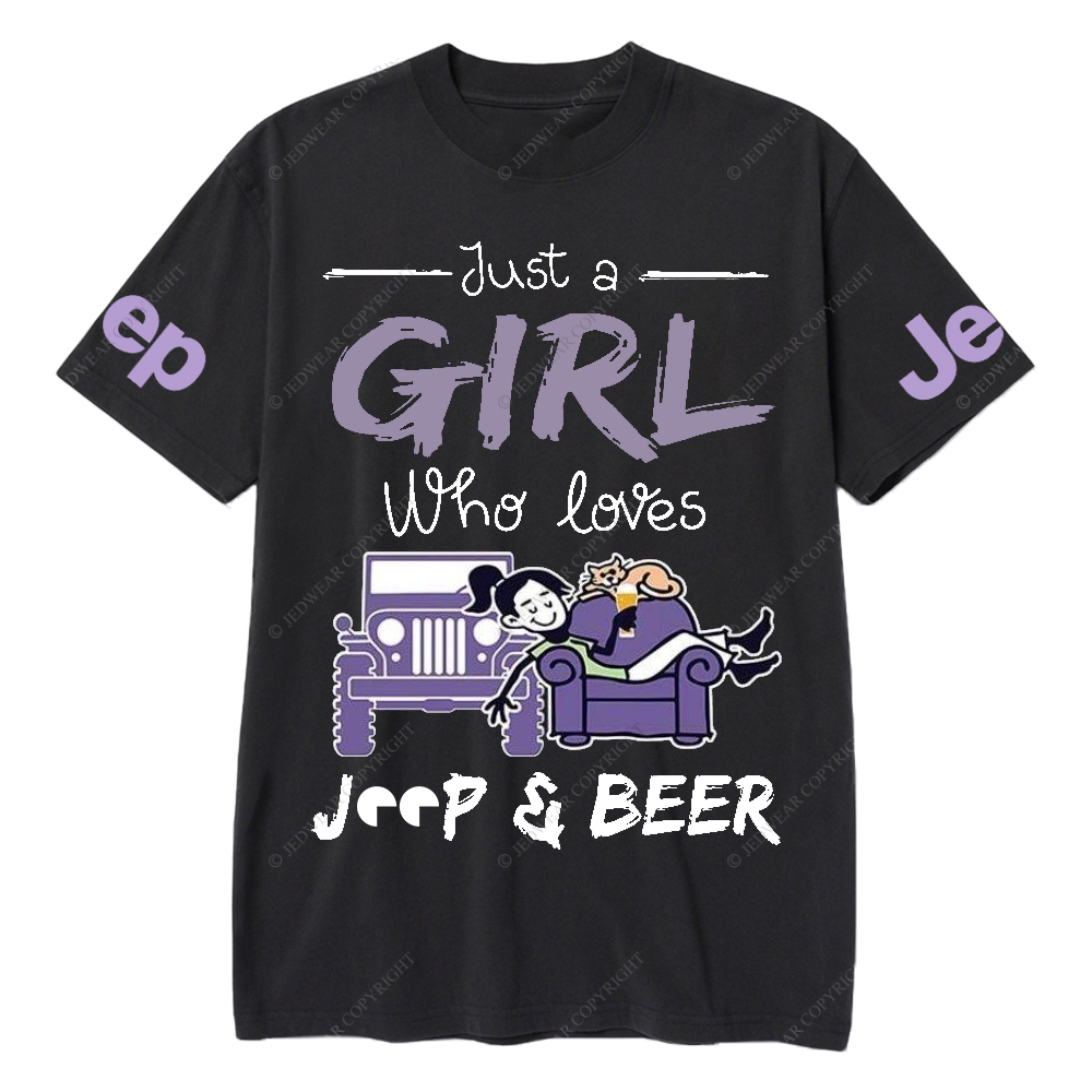 Just A Girl Who Loves Car And Beer Jp T-Shirt
