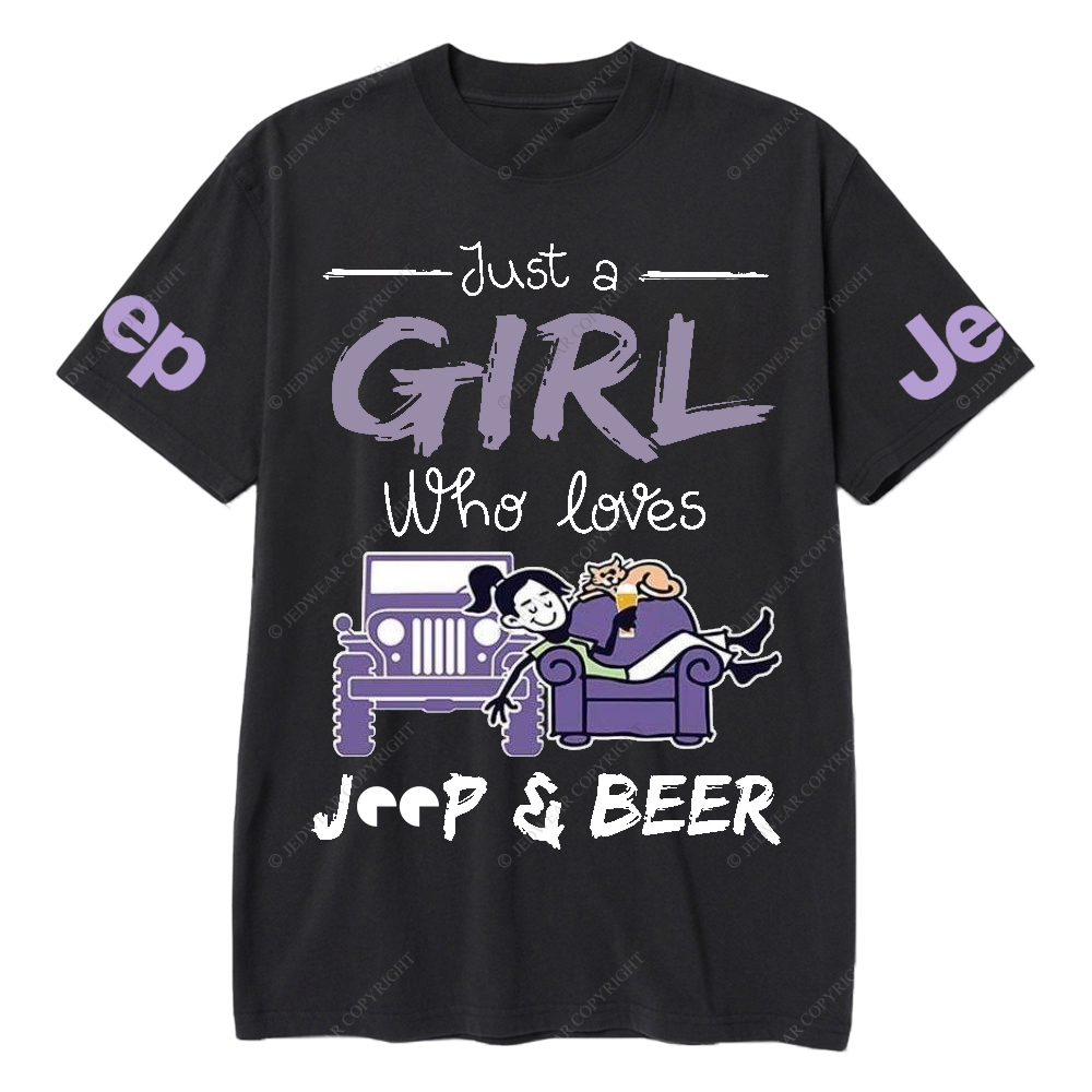 Just A Girl Who Loves Car And Beer Jp T-Shirt
