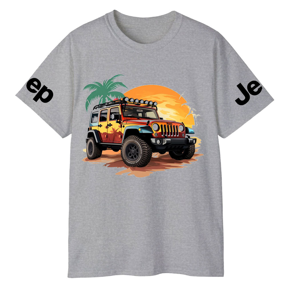 Palm Tree Sunset Maple Leaf Jp and Beach T-Shirt