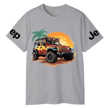 Palm Tree Sunset Maple Leaf Jp and Beach T-Shirt