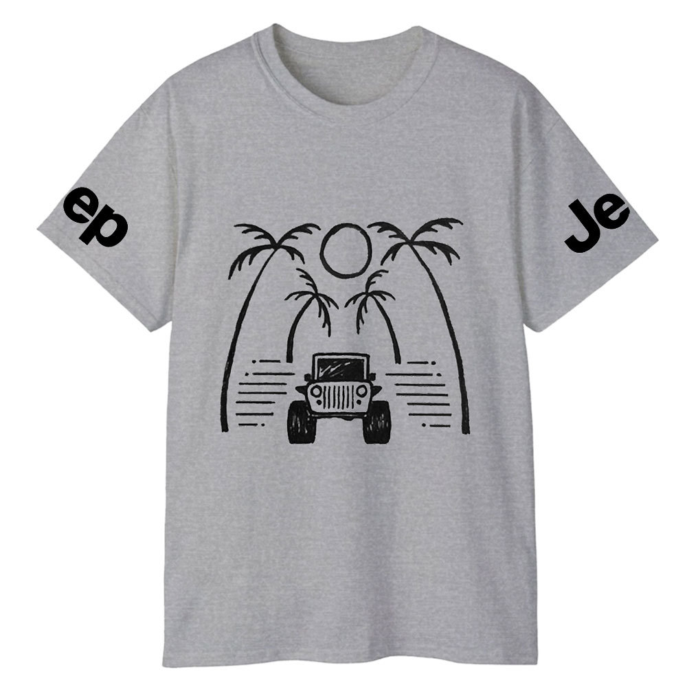 Jp Casual Palm Tree Hand-Painted Print T-shirt