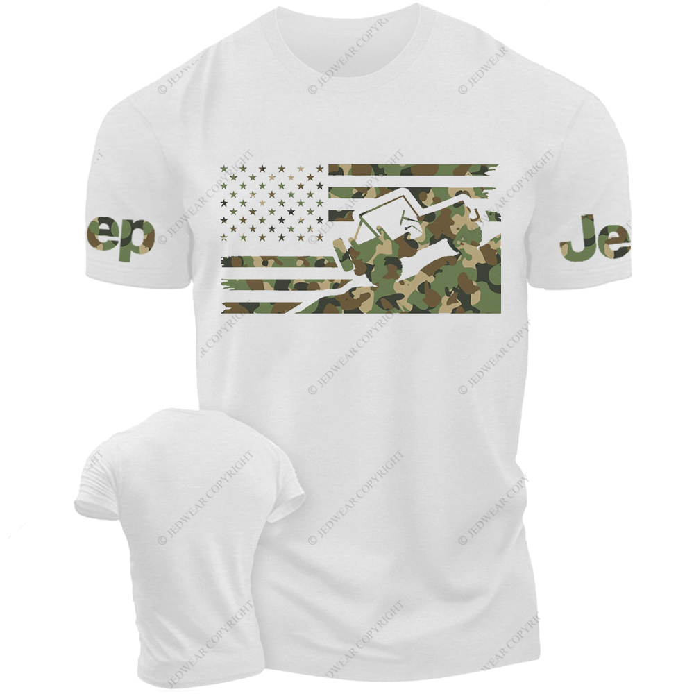 Willys  Camouflage Color American Flag Jp T-Shirt