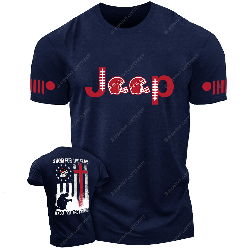 Georgia Bulldogs Stand For The Flag Kneel For The Cross Nation Religion Jp T-Shirt
