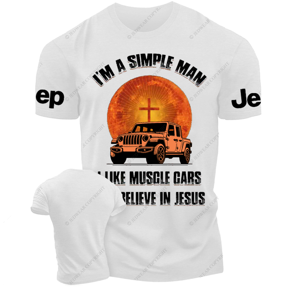 Religion I Am A Simple Man I Like Drag Racing And Believe In Jesus Jp T-Shirt