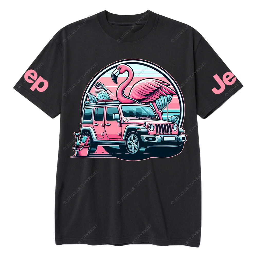Pink Car Flamingo Jp T-Shirt