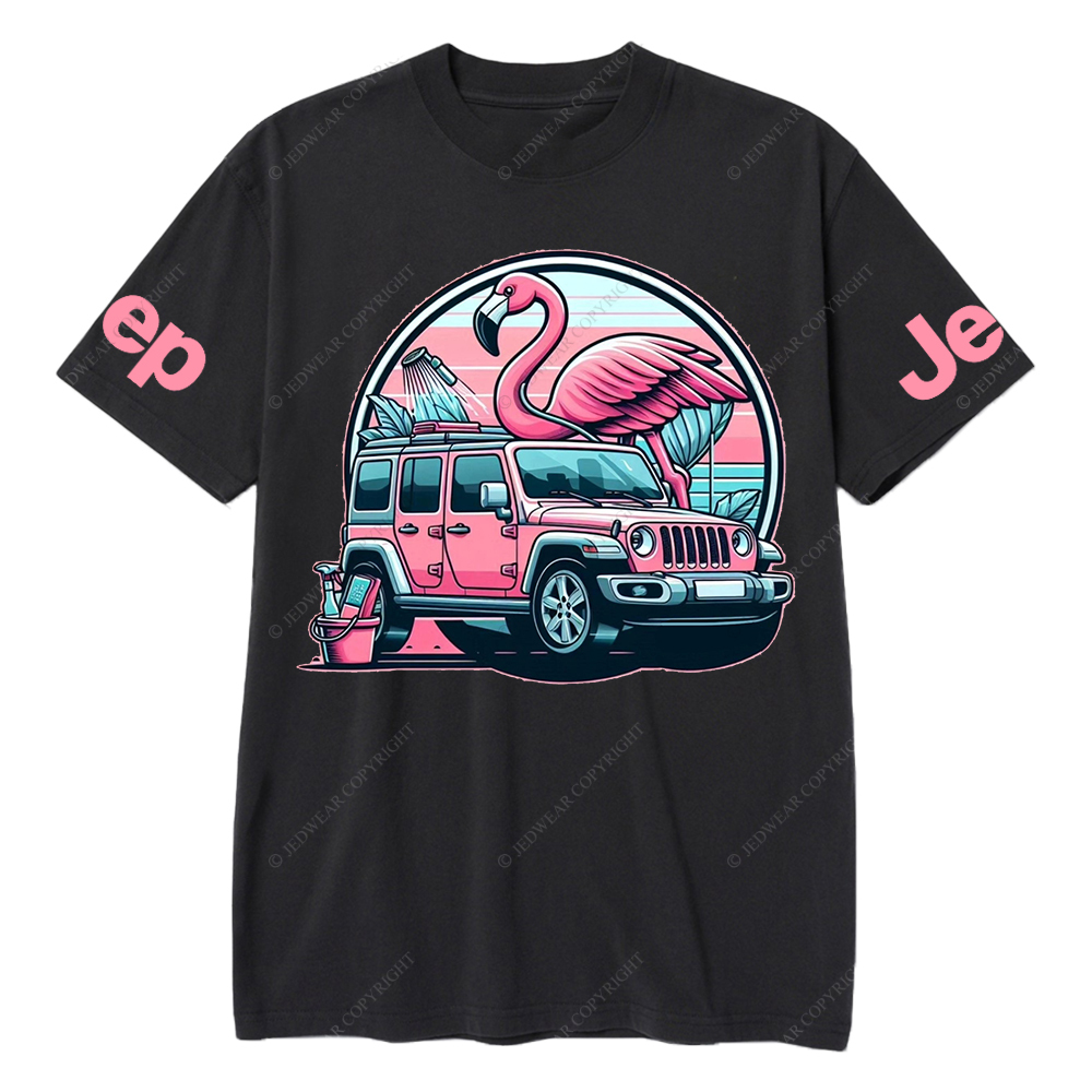 Pink Car Flamingo Jp T-Shirt