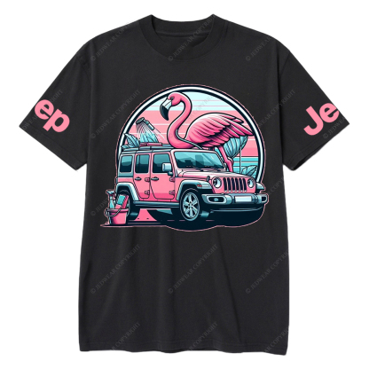 Pink Car Flamingo Jp T-Shirt
