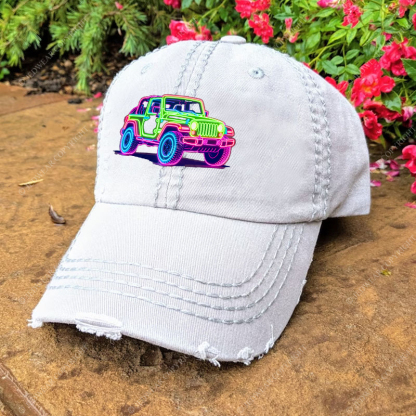 Colorful Neon Lines Off-Road CarJp Baseball Cap