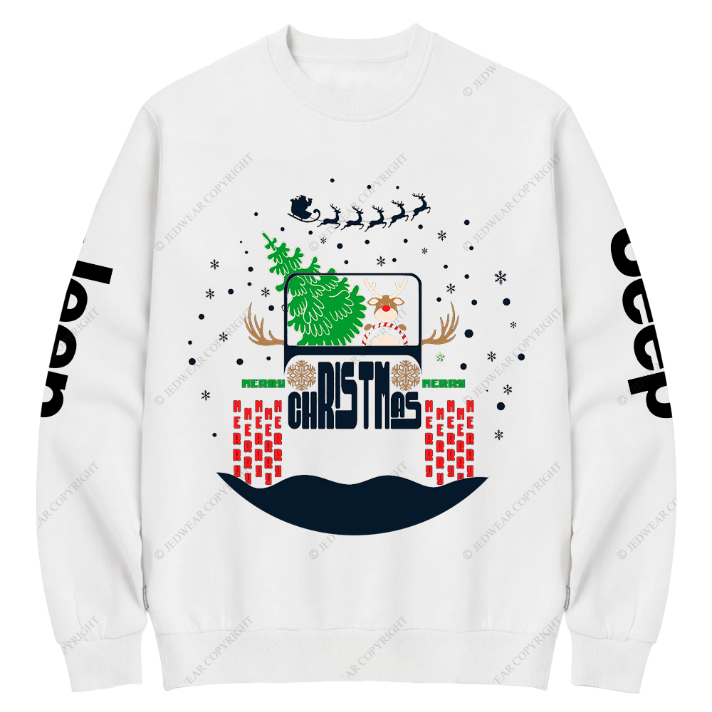 Reindeer Off Road Car Christmas Jp Crew Neck Sweatshirt