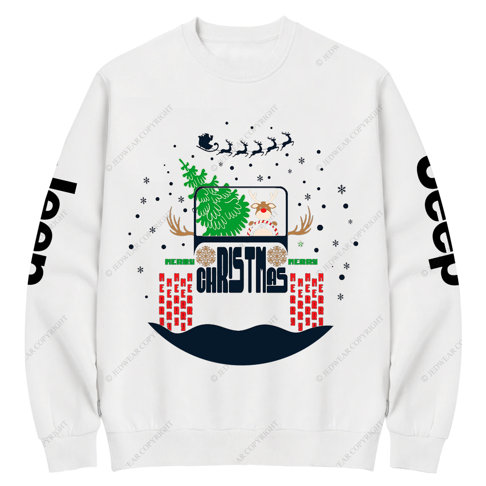 Reindeer Off Road Car Christmas Jp Crew Neck Sweatshirt