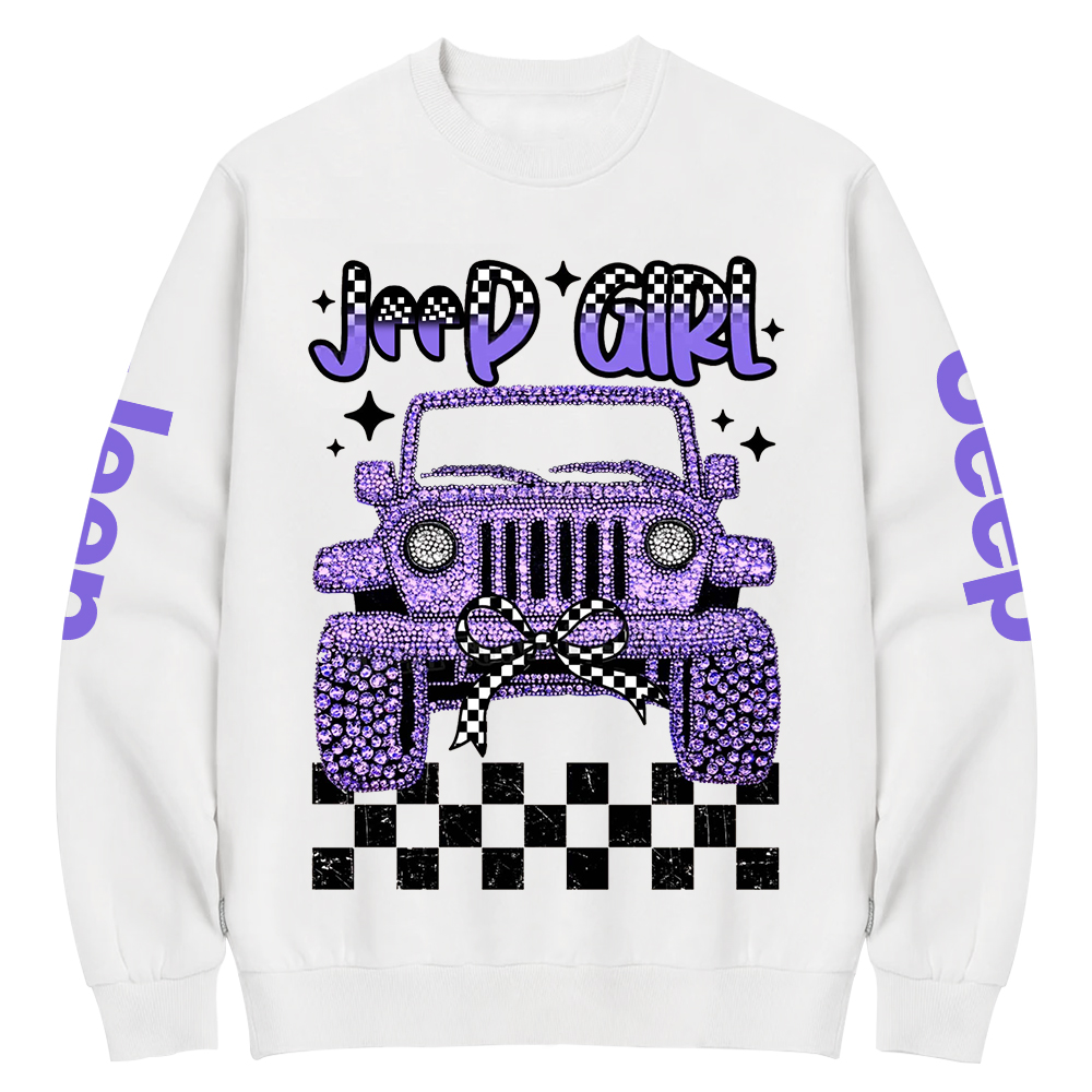 Girl Purple Car Bling Bling Jp Crew Neck Sweatshirt