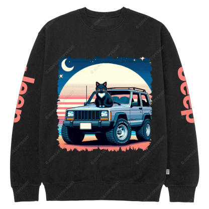 The Cat Sit On The Cherokee XJ Jp Casual Hoodie