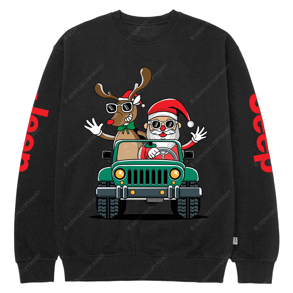 Santa And Reindeer Driving Christmas Jp Casual Hoodie