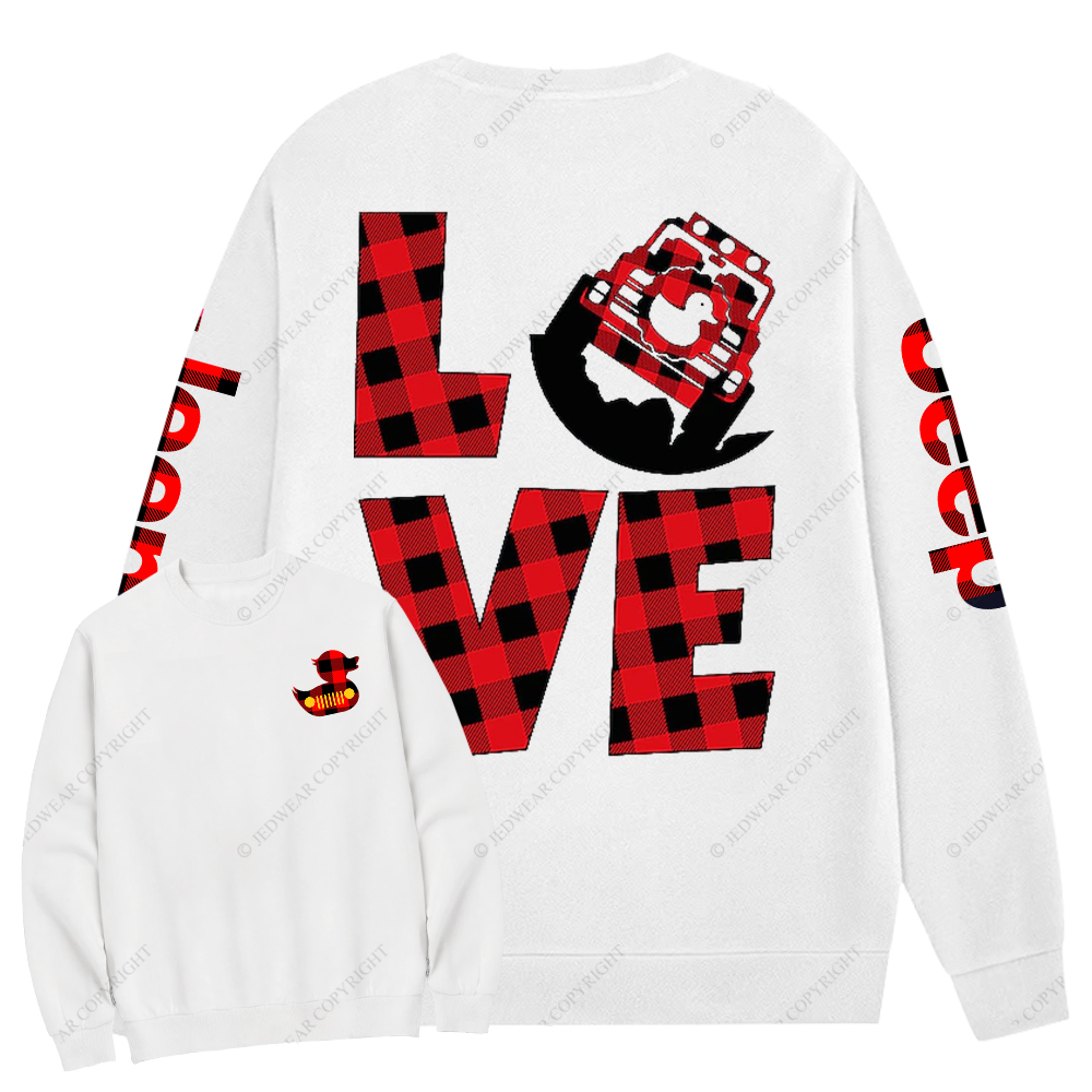 Christmas Black And Red Duck Love Car Jp Crew Neck Sweatshirt