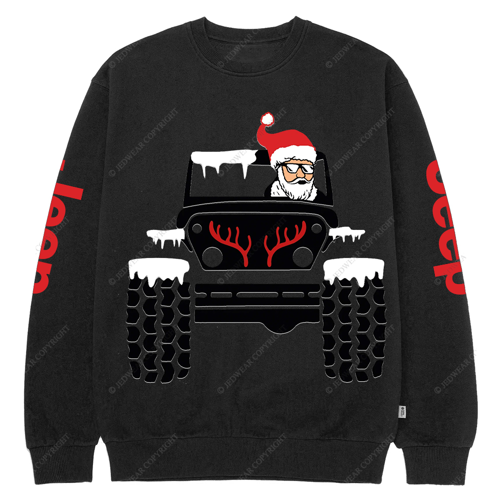 Christmas Santa Claus Driving Offroad Jp Crew Neck Sweatshirt