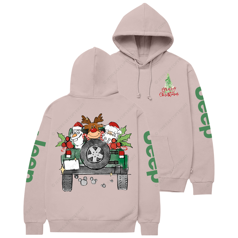 Car Merry Christmas Deer Snowman Santa Mouse Ears  Jp Casual Hoodie