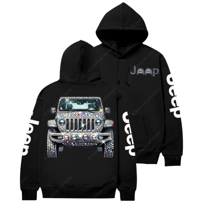 Bling Sparkle Rhinestone Car Glam Girl Jp Casual Hoodie